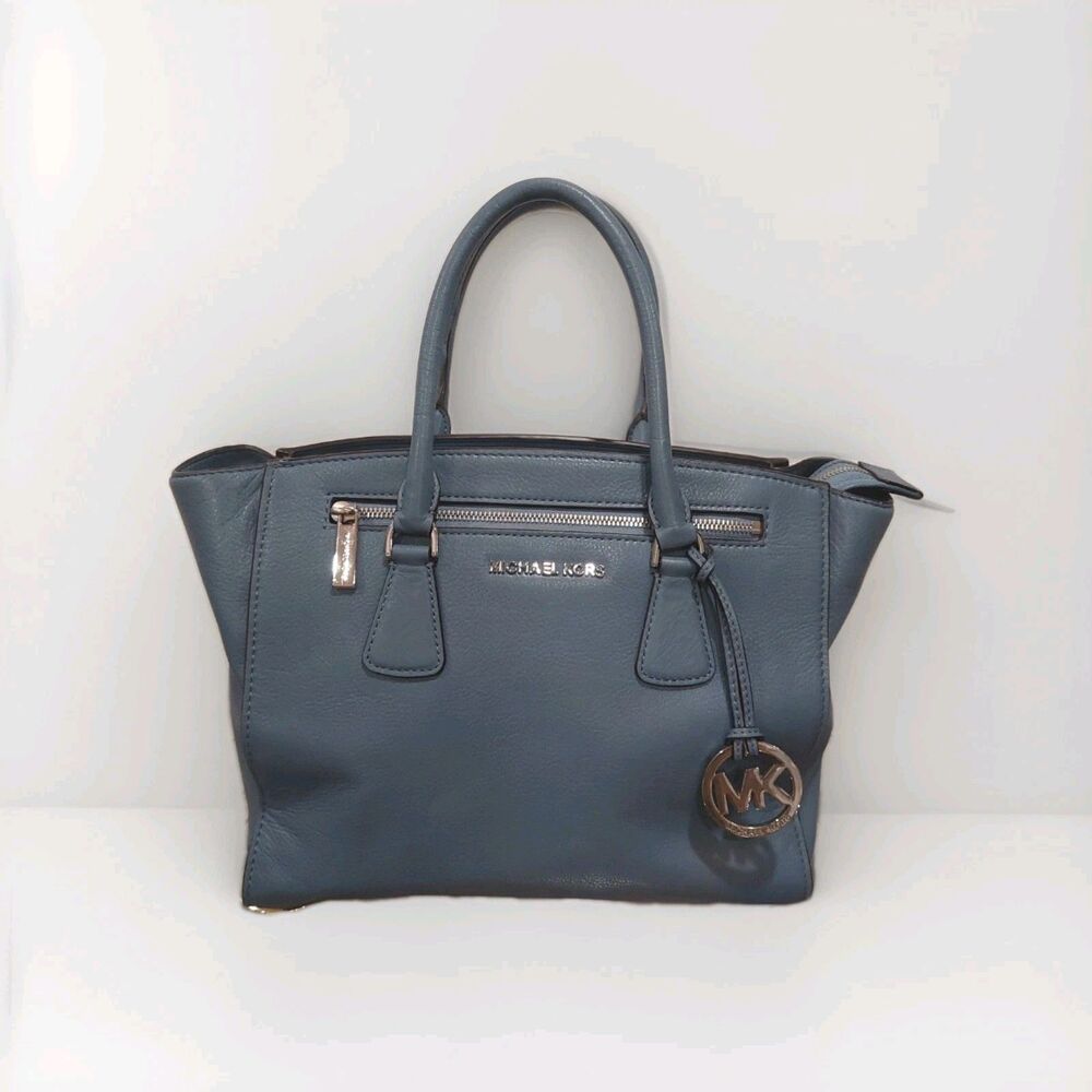 Michael Kors Medium Sophie Leather Satchel Slate Blue No Strap EUC